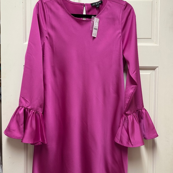 J Crew Pink Dress with Ruffle Long Bell Sleeve - Picture 2 of 5
